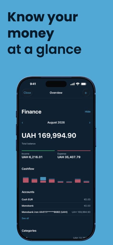 Know your money at a glance